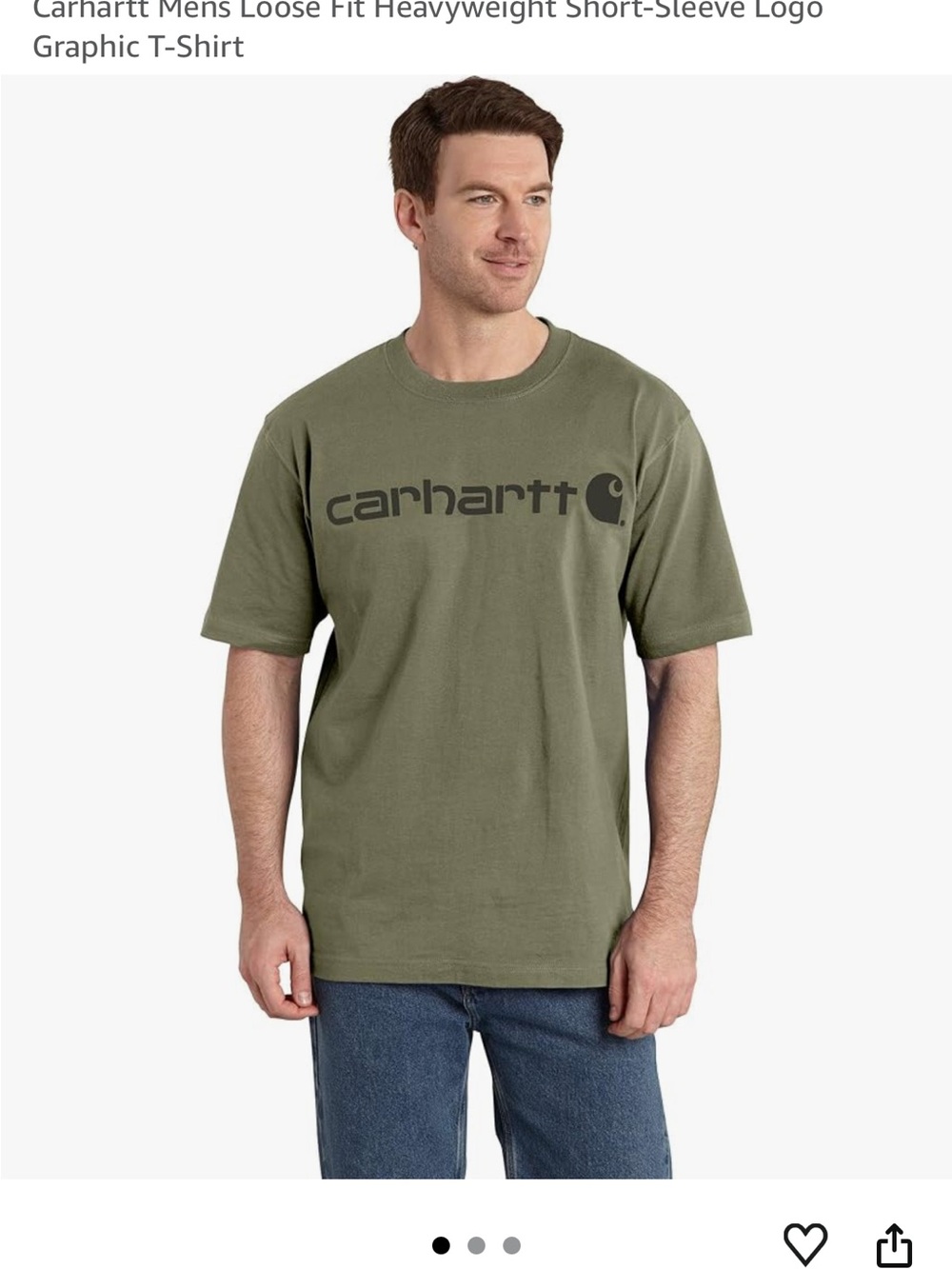 Carhartt Olive Green Heavyweight Logo Tee with Black Print